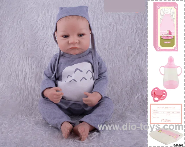 48CM Doll（Soft Rubber High-Fidelity(Hand-painted Hair, High-Quality Painting) Bottle, Magnetic Sippy Cup, Diapers, Birth card