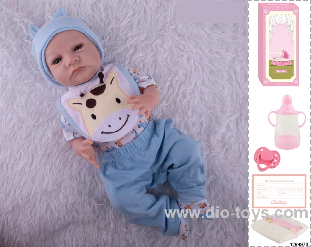 48CM Doll（Soft Rubber High-Fidelity(Hand-painted Hair, High-Quality Painting) Bottle, Magnetic Sippy Cup, Diapers, Birth card