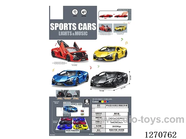 pull back car W L/M 6PCS