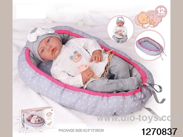 16-inch cotton body doll with power function and 12 vocal cords sleep basket