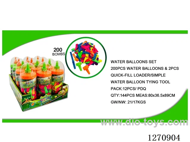 200 Water Balloons + Tying Tool + 2 Water Fillers -- 12 Bottles