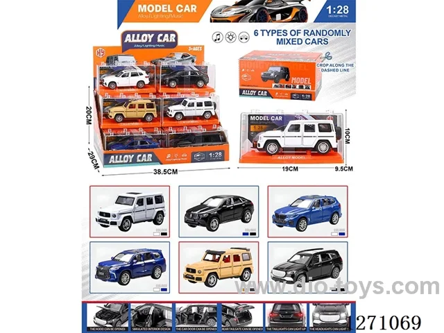 1:28 6 Models Assorted pull back car W L/M 12PCS