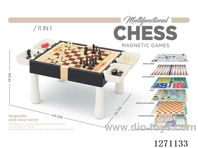 Educational Game Chess Table (11-in-1 with Magnetic) Black