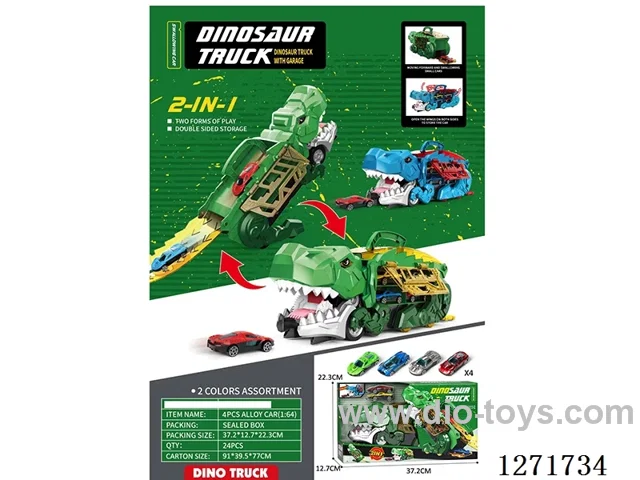 Tyrannosaurus Rex Swallowing Track Storage Car (with 4 free wheel alloy cars)