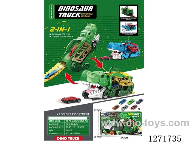 Tyrannosaurus Rex Swallowing Track Storage Car (with 6 free wheel alloy cars)
