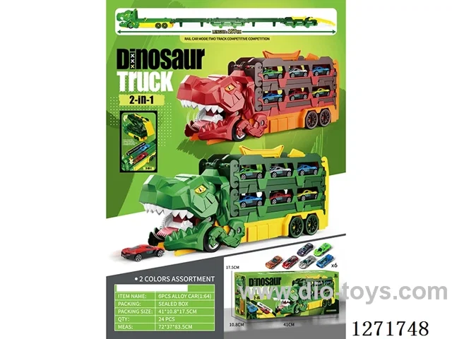 Tyrannosaurus Rex Folding Catapult Track Car (Includes 6 free wheel alloy cars)