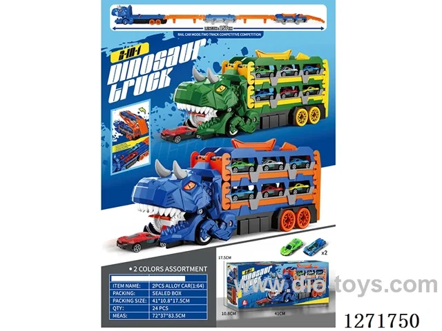 Carnotaurus Folding Catapult Track Car (with 2 Free Wheeling Metal Cars)
