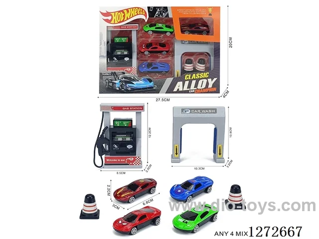 Gas Station Set (4 free wheel alloy cars)