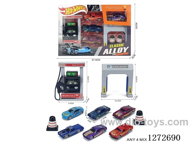 Gas Station Set (4 free wheel alloy cars)