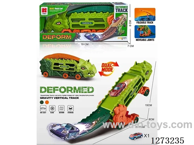 Transforming Dinosaur Storage Track Set + 1 Metal Car