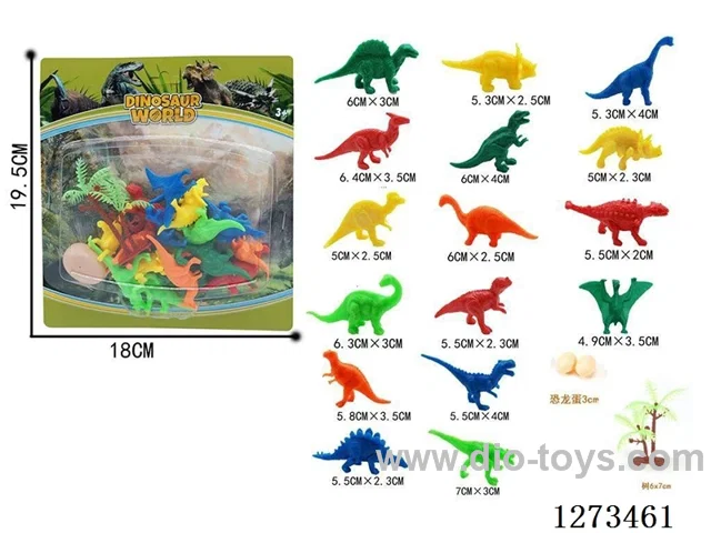 Solid-Color Eco-Friendly Mini Dinosaurs (12 Mini Dinosaurs + 1 Tree + 1 Egg)