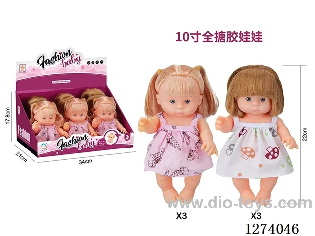 10-inch all-vinyl dolls (6 per box)