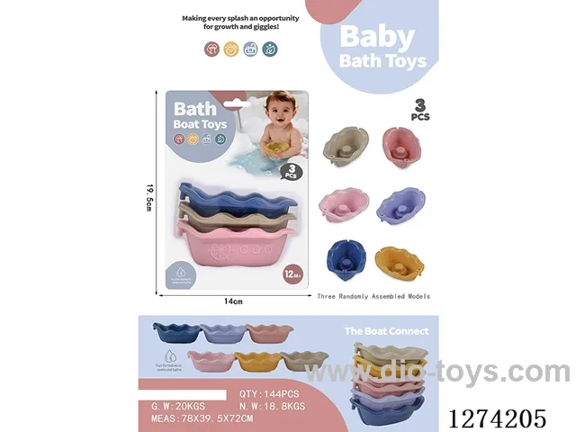 Bath Toys: 3 Bath Floating Boats (Random Colors)