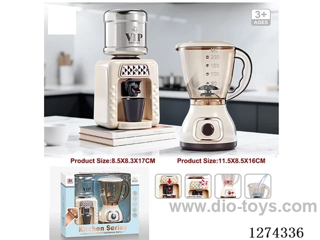 Juicer: Rotation; Water Dispenser: Lights/Sounds/Running Water/2AA+2AA (batteries not included)