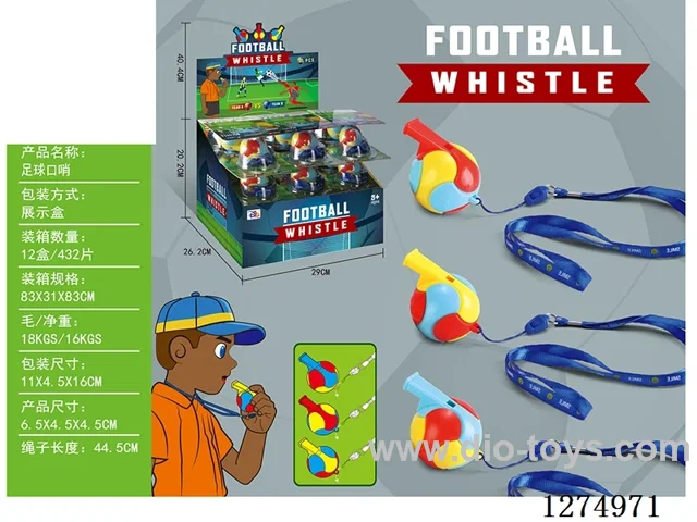 3-Color Soccer Whistle with Lanyard 36PCS