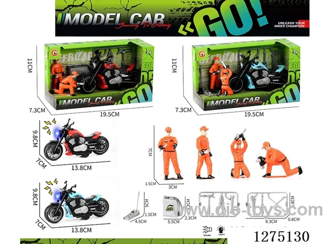 Pull back Harley-Davidson Motorcycle W L/M + Mechanic + Tool included AG3*3
