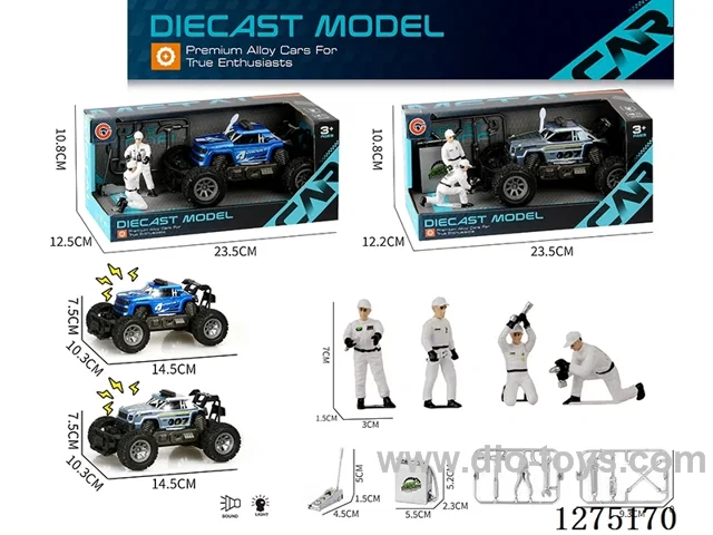 Small inertia alloy car with light + Mechanic + Tools included AG13*3