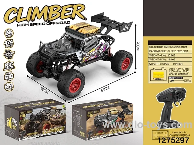 1:6 rc alloy climbing car with light，include battery