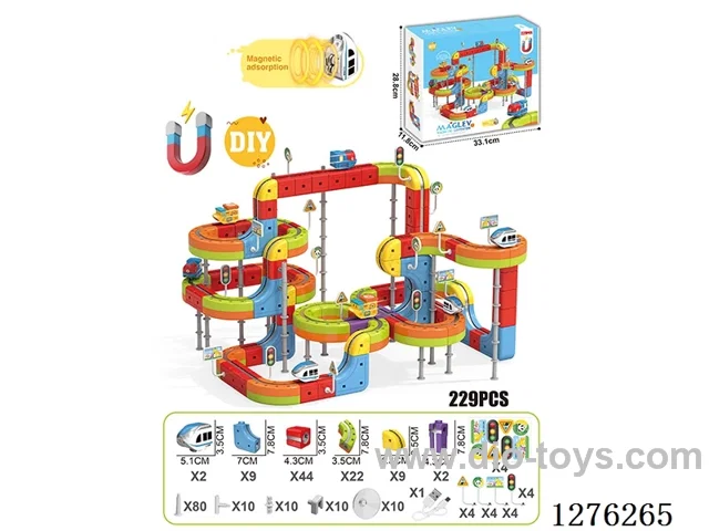 229PCS DIY Magnetic Levitation Track (Dual Locomotives) included battery