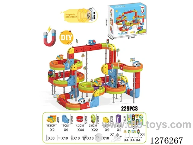 229PCS DIY Magnetic Levitation Track (Dual Locomotives) included battery