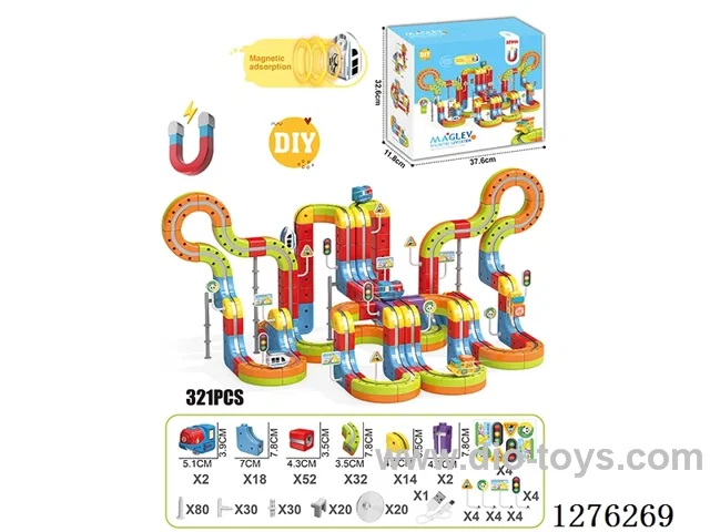 321PCS DIY Magnetic Levitation Track (Dual Locomotives) included battery