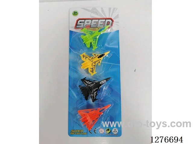 4 Solid-Color Free-Wheeling Fighter Jets
