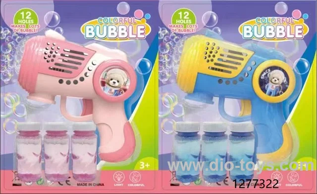 12 holes Bubble gun with lighting in blister card