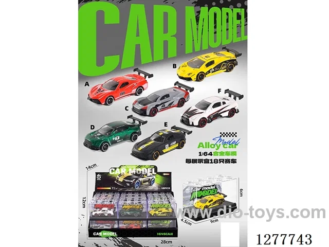 free wheel alloy car 18PCS