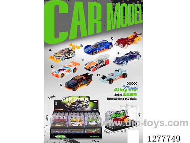 free wheel alloy car 18PCS