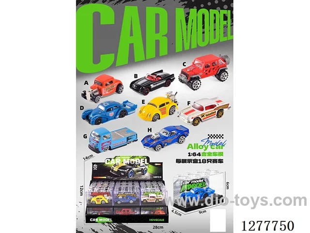 free wheel alloy car 18PCS