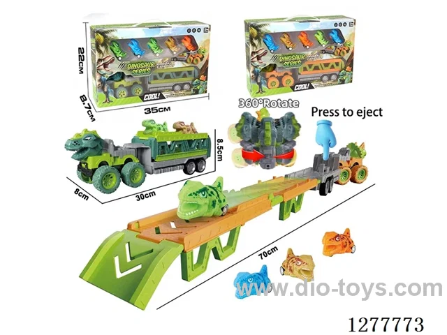 Multifunctional Transformable Storage Inertia Launch Dinosaur Car with 5 pull back dinosaur cars 2 mixed