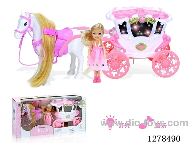 (GCC) 3D Light-Up Musical Carriage + 5-Inch Doll