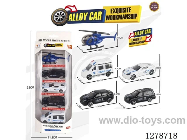 Free Wheel Alloy: 1 Airplane and 4 Police Cars