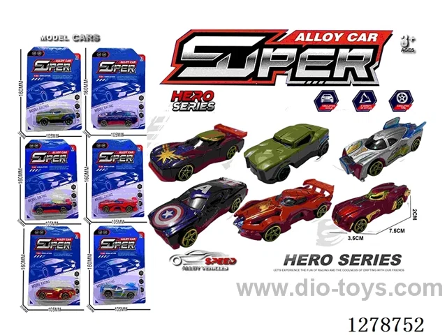 free wheel alloy car 6PCS