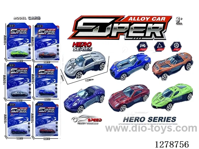 free wheel alloy car 6PCS
