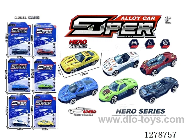 free wheel alloy car 6PCS