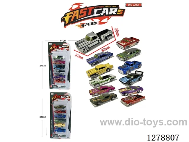free wheel alloy car 6PCS 12 styles