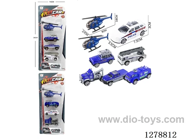 Free Wheel Alloy: 2 Airplanes and 6 Police Cars