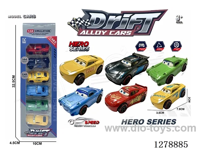 free wheel alloy car 6PCS