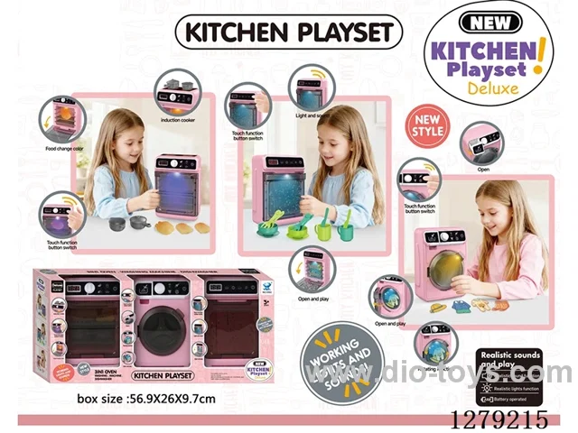 Oven + Washing Machine + Dishwasher Oven (Lights & Sounds, Food Changes Color), Washing Machine (Motorized, Sounds), Dishwasher (Lights & Sounds) (3 AA batteries not included)