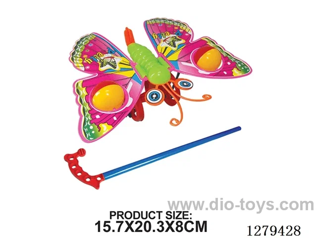 Push-Along Bell-Equipped Butterfly (4 Colors)