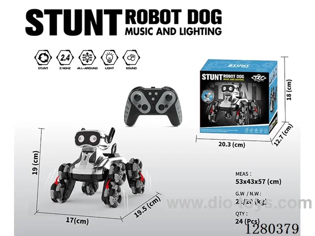 2.4G RC Stunt Robot Dog (Gray) (Forward/Left/Right) (Battery Included)