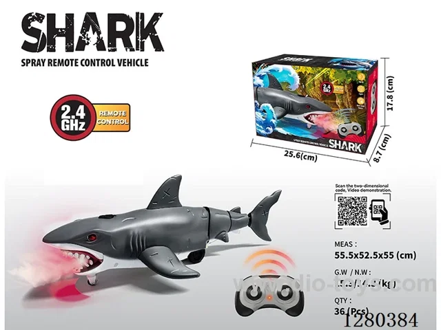 2.4G RC Shark (Black) with Spray/Sound Features (Battery Not Included)