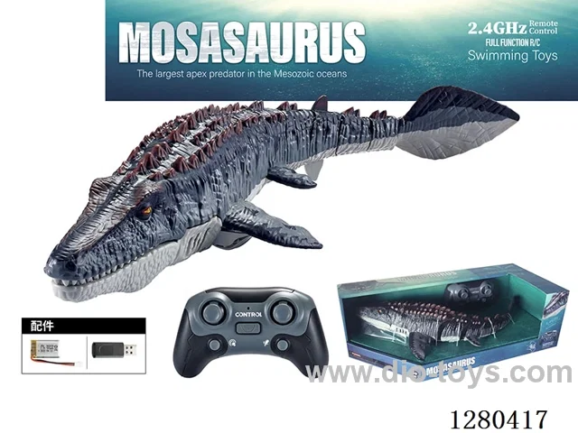 2.4G RC Mosasaurus (Black) with Water Spray Function, Battery Included