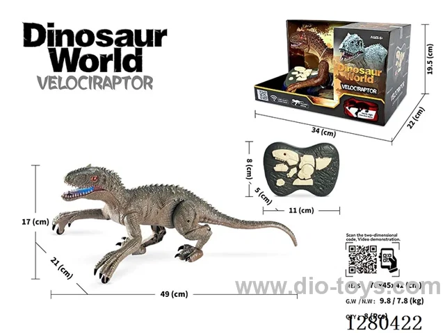 2.4G RC Rampaging Velociraptor (Silver-Gray) W L/M, Battery Included