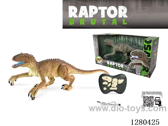 2.4G RC Rampaging Velociraptor (Brown-Yellow) W L/M (Battery Included)