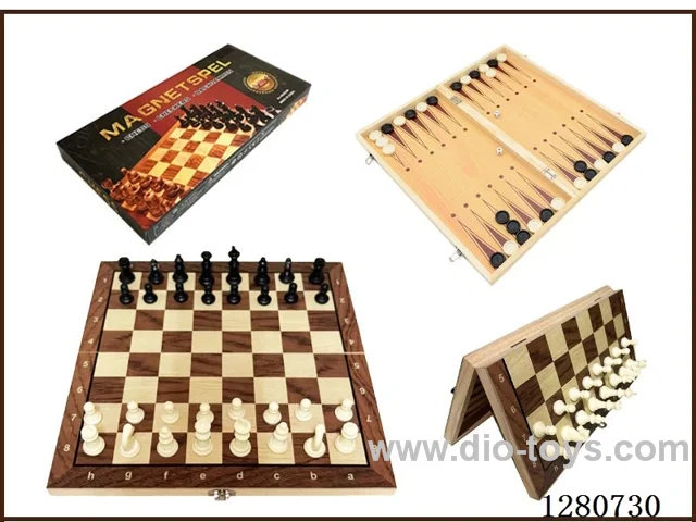 Wooden Magnetic 3-in-1 Chess Set