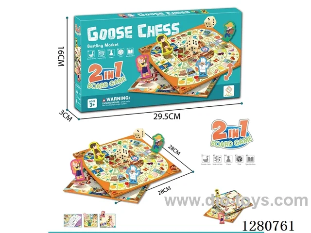 2-in-1 Character Board Game: 1 paper card + 1 instruction manual + 2 dice