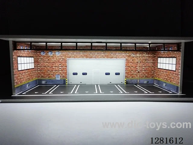 1:64 Scale Model Car Garage with Lights, Die-Cast Car Storage and Display Stand (with Acrylic Dust-Proof Door)