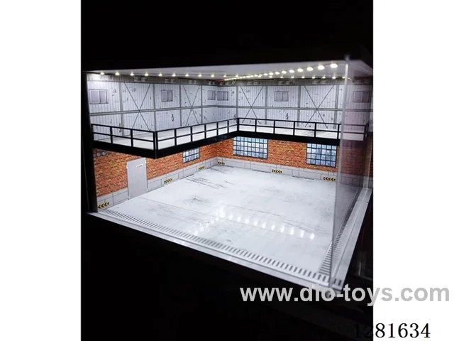 1:64 Illuminated Realistic Model Car Garage Parking Lot Die-Cast Car Storage Display Stand (with Acrylic Dust-Proof Door)